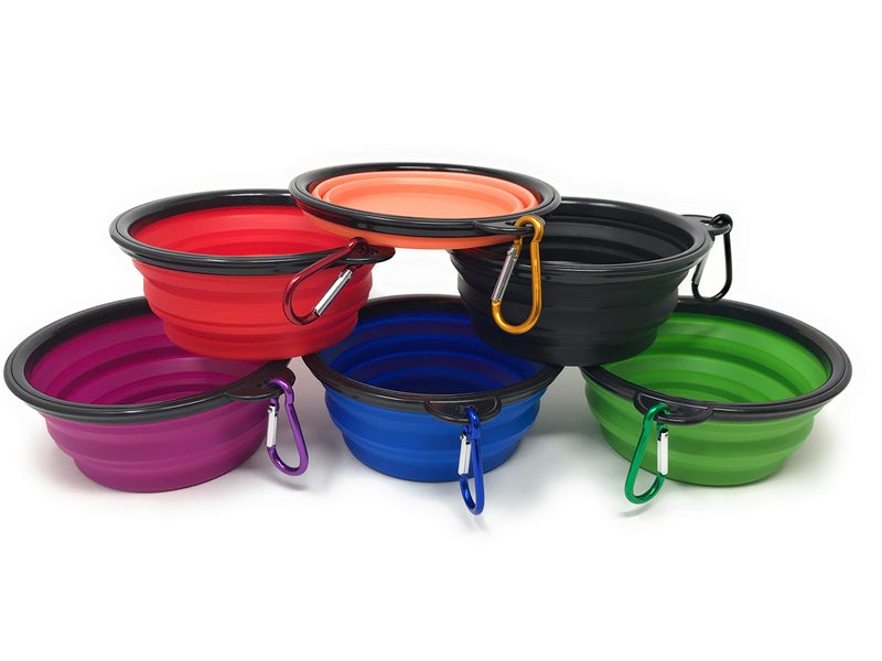 Funiverse Bulk Pack 6 Collapsible Silicon Travel Dog Water or Food Bowl - Image 1